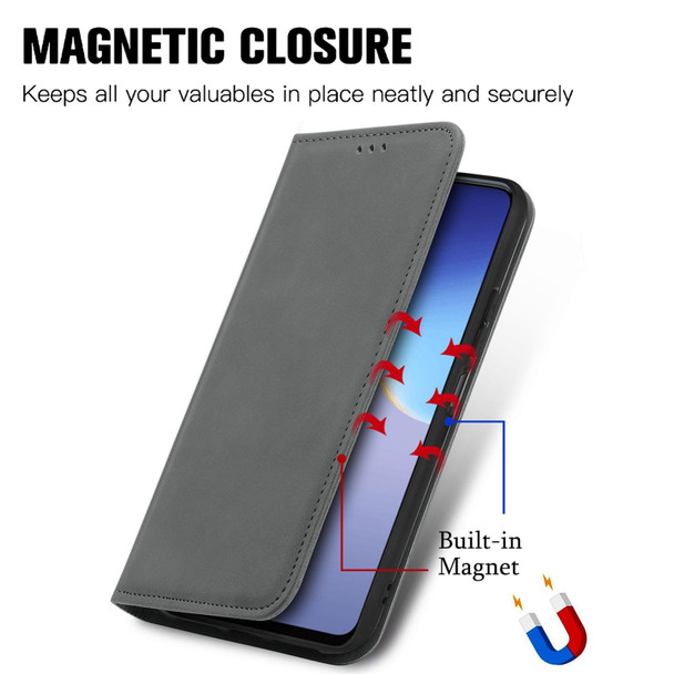 Tecno Camon 19 Retro Skin Feel Magnetic Leather Phone Case(Gray)