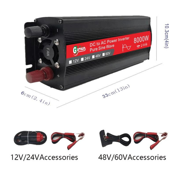 Gurxun 8000W High Power Household Car Sine Wave Inverter, Specification: 24V To 220V