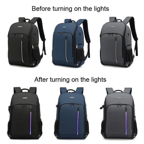 TONO LED Light SLR Digital Camera Backpack With USB Port(Black)