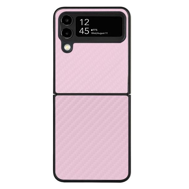 Samsung Galaxy Z Flip3 5G Carbon Fiber Texture Leather Folded Phone Case(Pink)