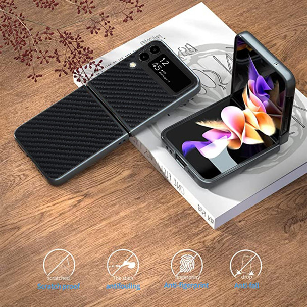 Samsung Galaxy Z Flip3 5G Carbon Fiber Texture Leather Folded Phone Case(Brown)