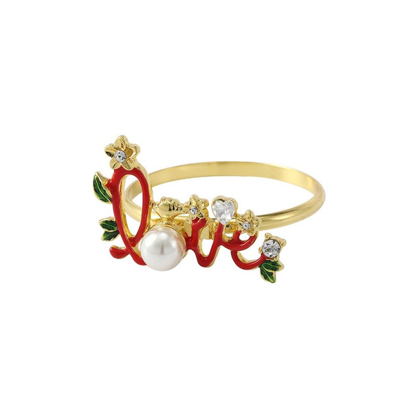 2 PCS Valentine Day Rose Alloy Napkin Ring, Specification: Z1010-2