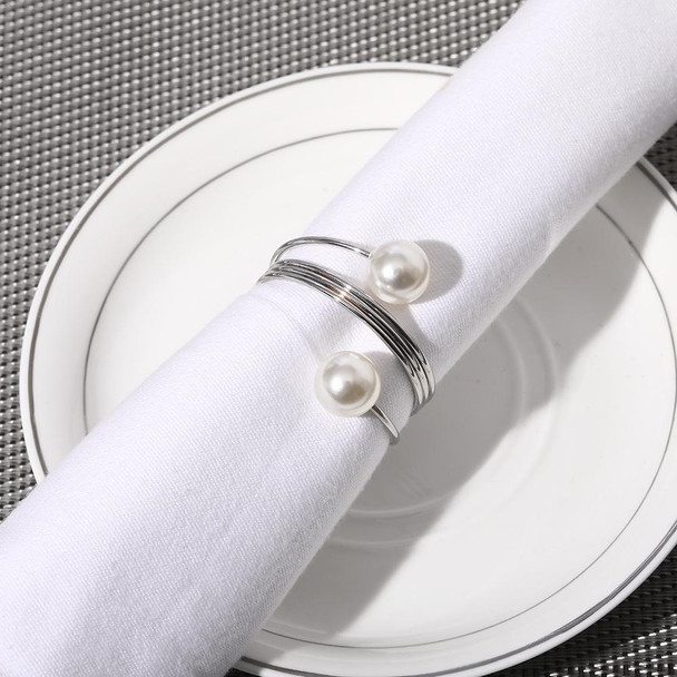 5 PCS Simple Pearl Spring Napkin Buckle Metal Dining Ring(Z1012-2)