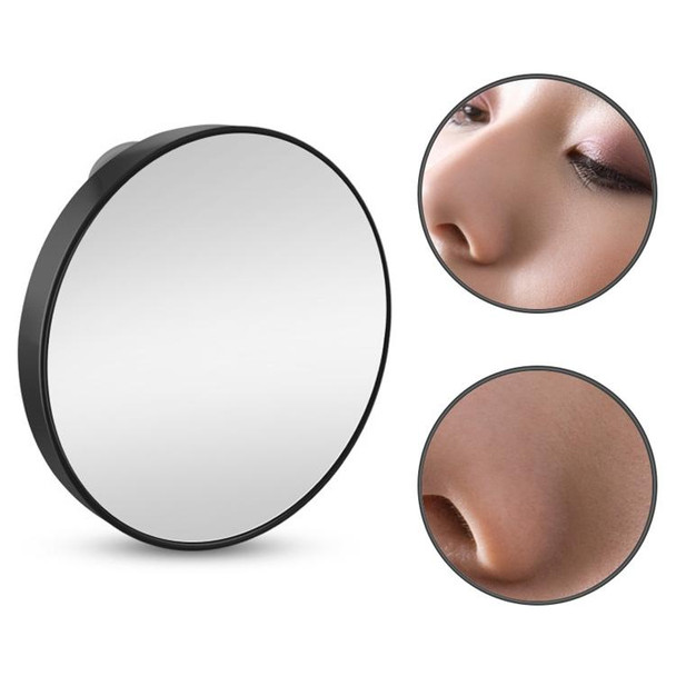 Magnification Small Round Mirror with Suction Cup Makeup Mirror 8.8cm Magnification Makeup Mirror, Model:Black Five Times