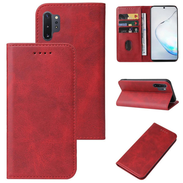 Samsung Galaxy Note10+ Magnetic Closure Leather Phone Case(Red)