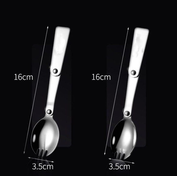 2PCS Stainless Steel Folding Fork Spoon Integrated Dual-use Picnic Portable Tableware, Random Color Delivery(Fork)