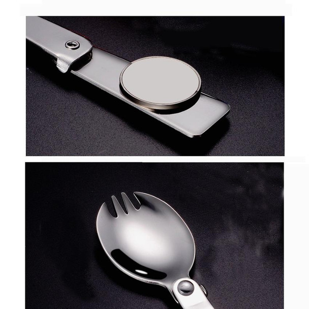 2PCS Stainless Steel Folding Fork Spoon Integrated Dual-use Picnic Portable Tableware, Random Color Delivery(Fork)