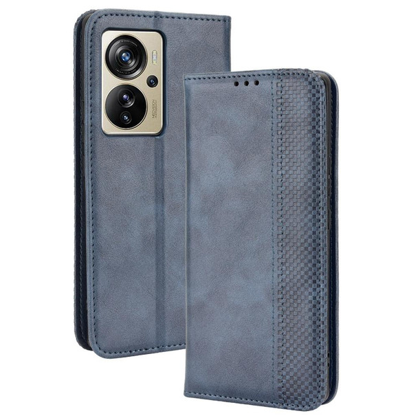 ZTE Axon 40 Pro Magnetic Buckle Retro Texture Leather Phone Case(Blue)