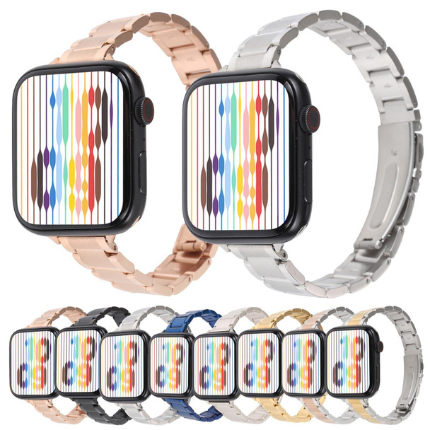 Three Beads Metal Watch Band - Apple Watch Series 7 45mm / 6&SE&5&4 44mm / 3&2&1 42mm(Black)