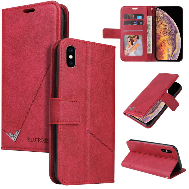 GQUTROBE Right Angle Leather Phone Case - iPhone XS Max(Red)