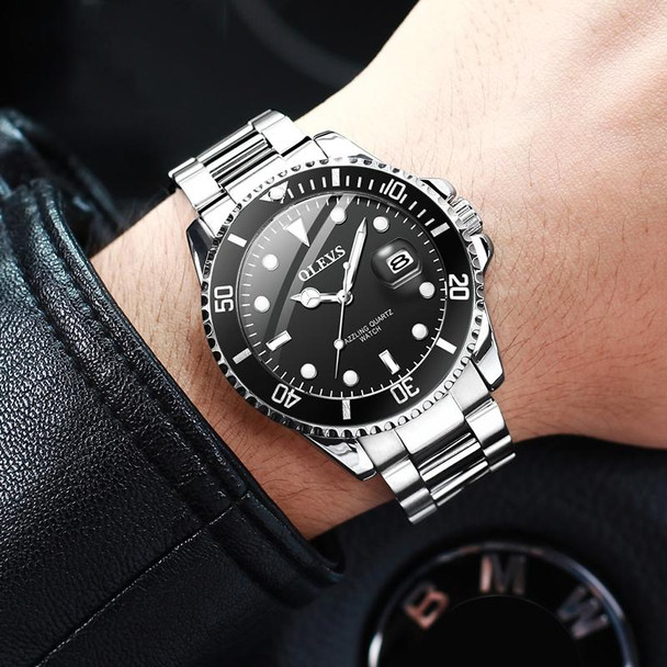 OLEVS 5885 Men Fashion Waterproof Luminous Quartz Watch(Black)