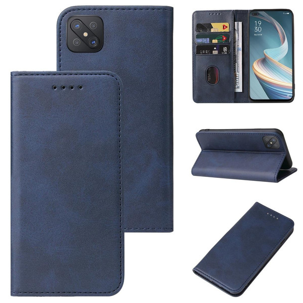 OPPO Reno4 Z 5G Magnetic Closure Leather Phone Case(Blue)