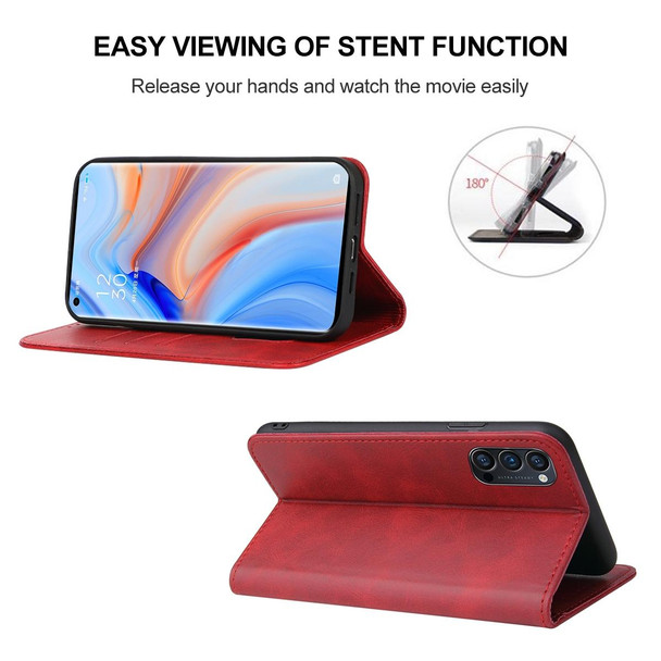 OPPO Reno4 Pro 5G Magnetic Closure Leather Phone Case(Red)