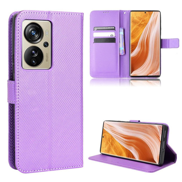 ZTE Axon 40 Pro Diamond Texture Leather Phone Case(Purple)