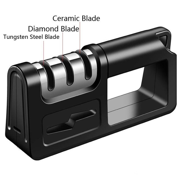 2 PCS Three-Stage Kitchen Sharpener Multi-Function Kitchen Knife Scissors Sharpening Stone, Specification:Diamond Cutter Head, Color:Black