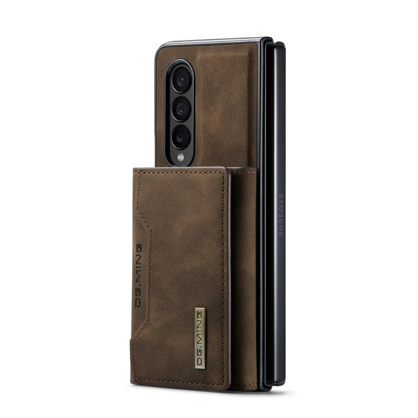 Samsung Galaxy Z Fold4 DG.MING M2 Series 3-Fold Multi Card Bag + Magnetic Phone Case(Coffee)