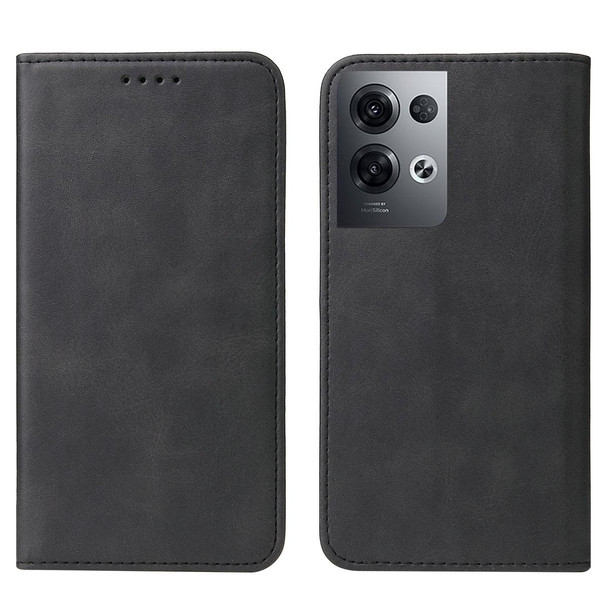 OPPO Reno8 Pro Magnetic Closure Leather Phone Case(Black)