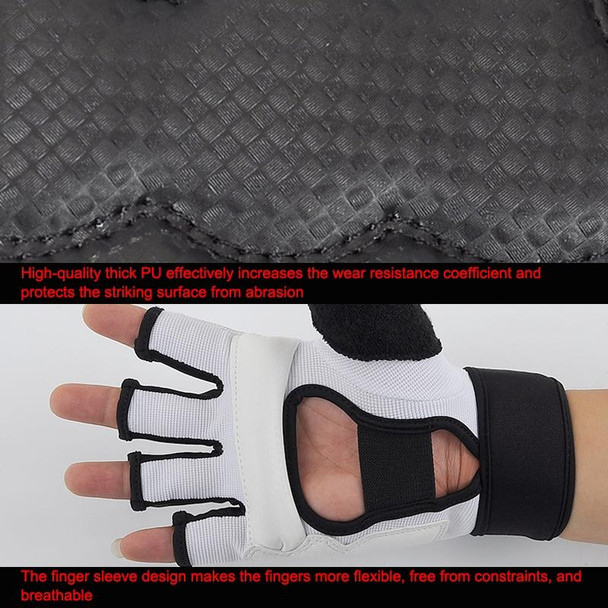 Half Fingers Adults Sandbag Training Boxing Gloves PU Leather Fitness Sparring Taekwondo Gloves, SIZE:L