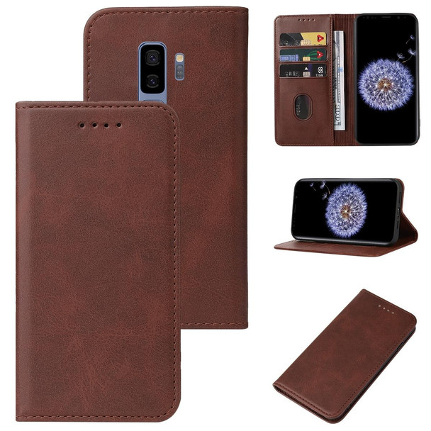 Samsung Galaxy S9 Plus Magnetic Closure Leather Phone Case(Brown)
