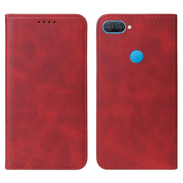 OPPO A12 Magnetic Closure Leather Phone Case(Red)