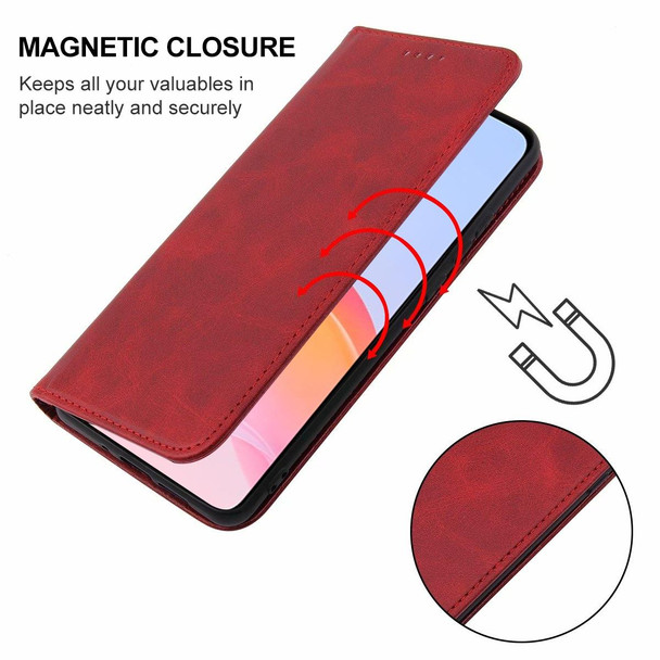 vivo Y21e Magnetic Closure Leather Phone Case(Red)