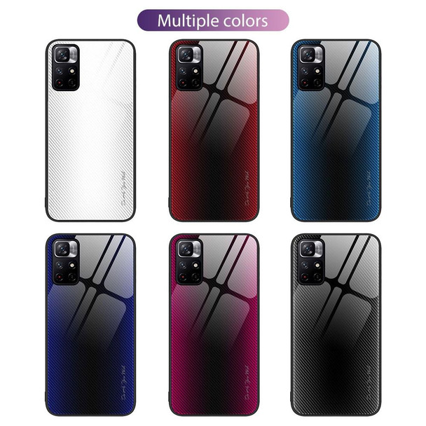 Xiaomi Poco M4 Pro 5G Texture Gradient Glass TPU Phone Case(White)