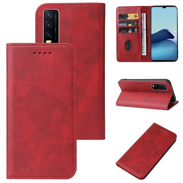 vivo Y20s G / Y20s Magnetic Closure Leather Phone Case(Red)