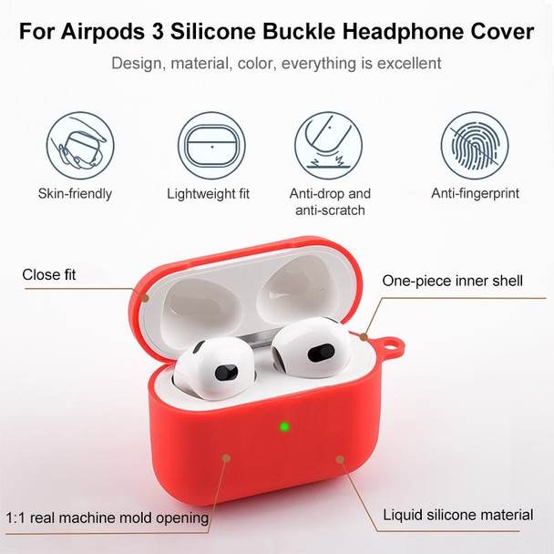 5 in 1 Silicone Earphone Protective Case + Earphone Bag + Earphones Buckle + Hook + Anti-lost Rope Set - AirPods 3(Blue)