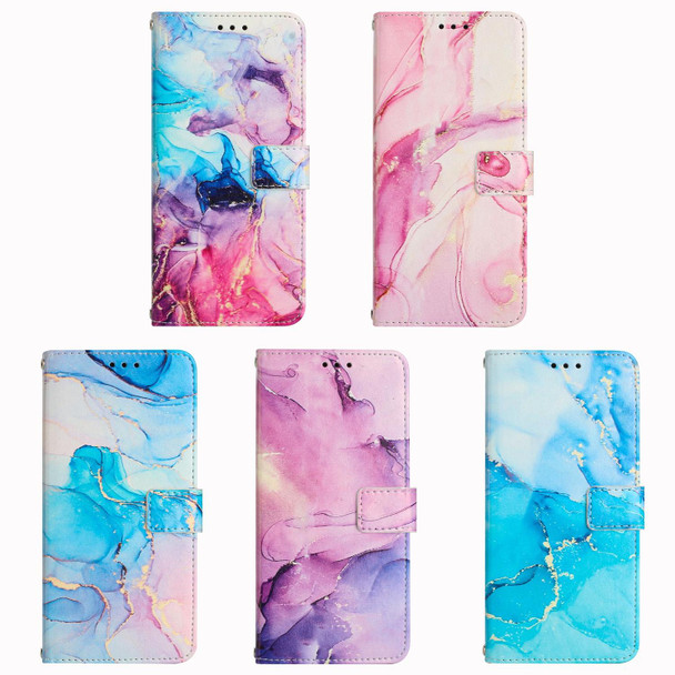 OPPO A55 5G/A53S 5G/A54 4G/A16/A54S/A56 5G/A16S/Realme V11 5G Painted Marble Pattern Leather Phone Case(Pink Green)