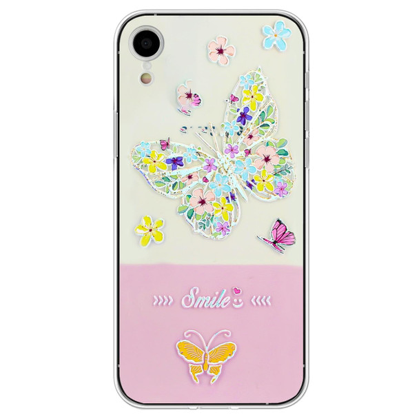 Bronzing Butterfly Flower TPU Phone Case - iPhone XR(Colorful Butterfly)