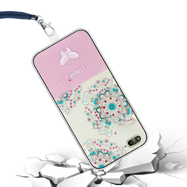 Bronzing Butterfly Flower TPU Phone Case with Lanyard - iPhone 8 Plus / 7 Plus(Peacock Flower)