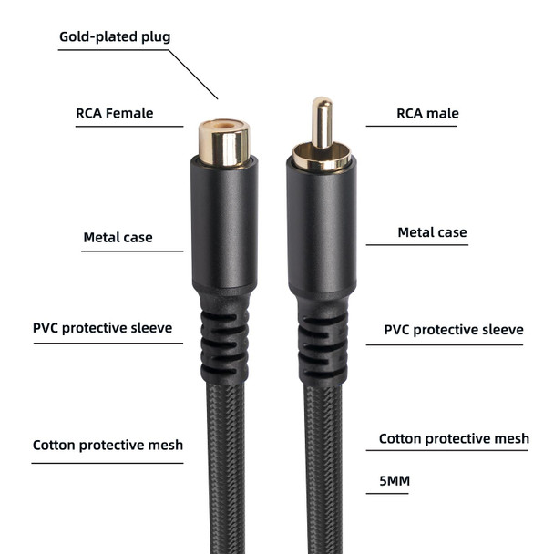 3709MF RCA Male to Female Audio & Video Extension Cable, Length:1.8m