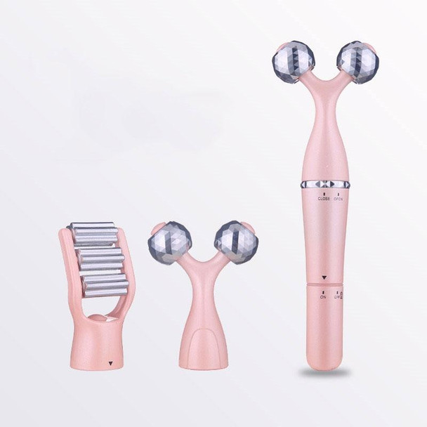 3 In 1 Portable Electric Eye Massager Double Chin Face Lift Body Neck Massage Roller 3D Facial Massage Machine(Pink)
