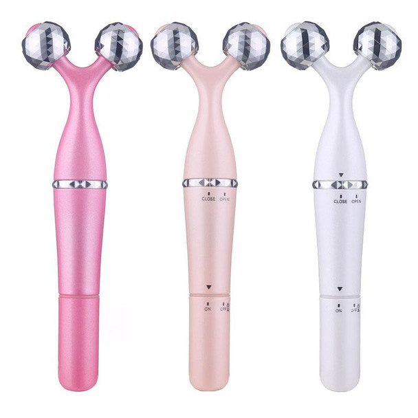 3 In 1 Portable Electric Eye Massager Double Chin Face Lift Body Neck Massage Roller 3D Facial Massage Machine(Pink)