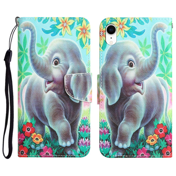 Colored Drawing Leatherette Phone Case - iPhone XR(Elephant)