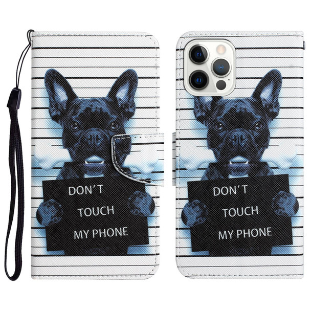 Colored Drawing Leatherette Phone Case - iPhone 13 Pro(Black Dog)