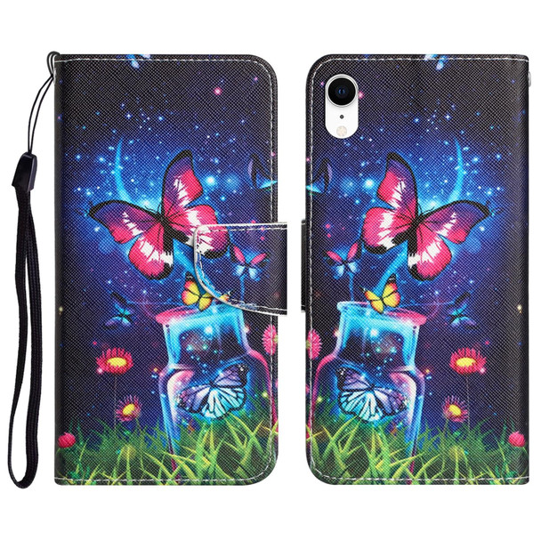 Colored Drawing Leatherette Phone Case - iPhone XR(Bottle Butterfly)