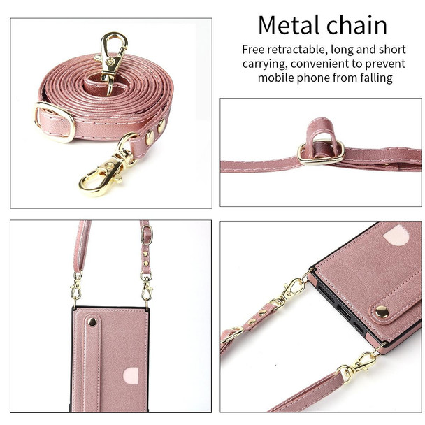 Crossbody Lanyard Shockproof Protective Phone Case - iPhone 13 Pro Max(Rose Gold)
