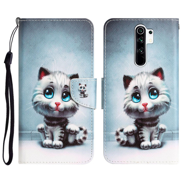Xiaomi Redmi 9 Colored Drawing Leather Phone Case(Blue Eyes)