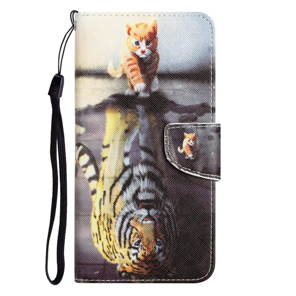 Xiaomi Redmi 10 Colored Drawing Leather Phone Case(Tiger)