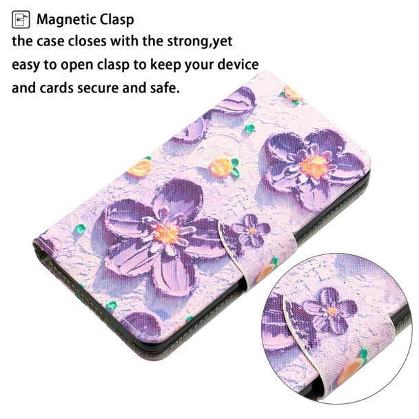 Xiaomi Redmi Note 10 Pro 5G Colored Drawing Leather Phone Case(Purple Flower)