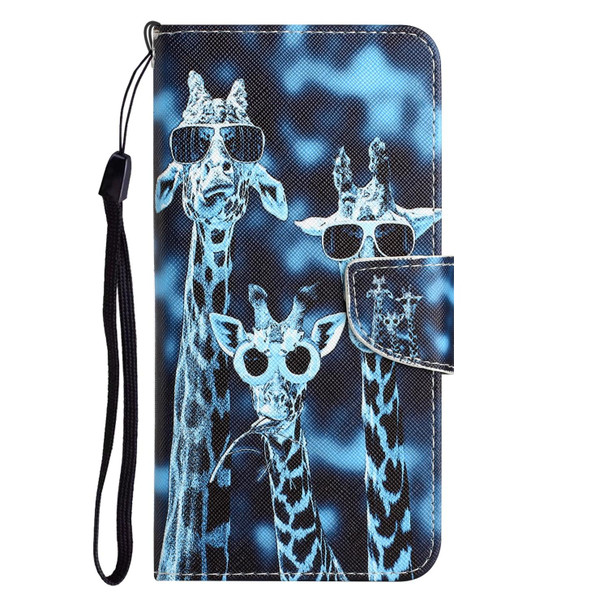 Xiaomi Redmi Note 10 5G Colored Drawing Leather Phone Case(Giraffes)