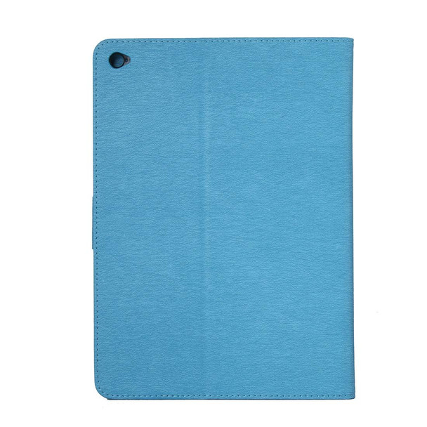 iPad Air 2 Pressed Flowers Butterfly Pattern Horizontal Flip PU Leather Case with Magnetic Buckle & Holder & Card Slots & Wallet(Blue)