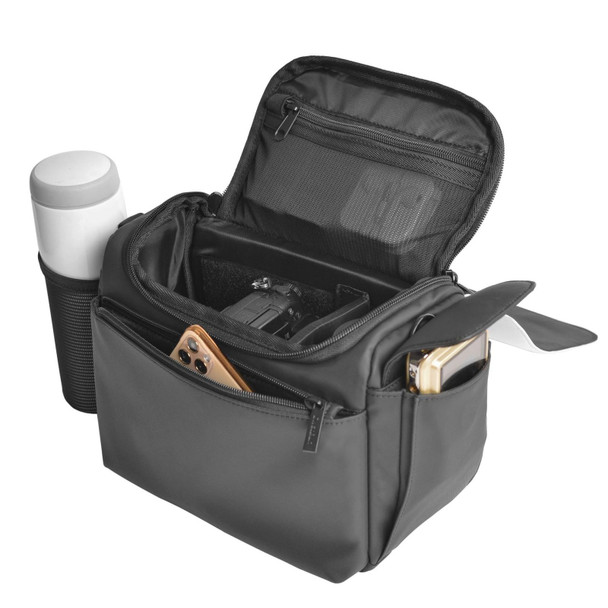 CADeN D73 Camera Sling Bag Water-resistant Shockproof Camera Handbag, Size:23.5 x 14 x 19cm Black White