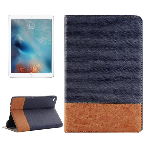 Cross & Sheepskin Texture Horizontal Flip Leatherette Case with Holder & Card Slots & Wallet for iPad Pro 12.9 inch(Dark Blue)