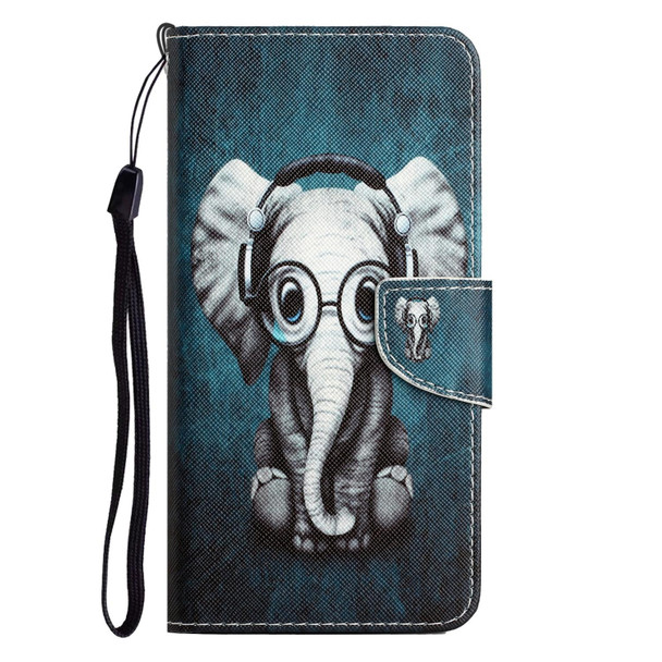 Xiaomi 12 Lite Colored Drawing Leather Phone Case(Earphone Elephant)