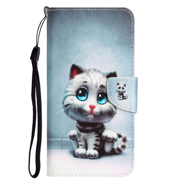 Xiaomi Redmi 9T Colored Drawing Leather Phone Case(Blue Eyes)