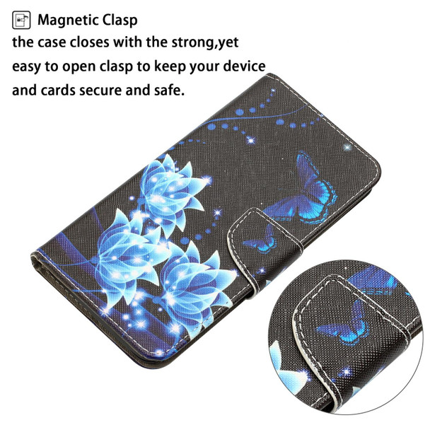 Xiaomi Redmi 9T Colored Drawing Leather Phone Case(Blue Butterfly)