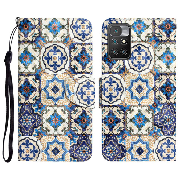 Xiaomi Redmi 10 Colored Drawing Leather Phone Case(Vintage Totem)