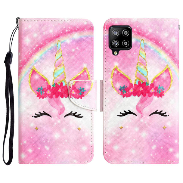 Samsung Galaxy A42 Colored Drawing Leather Phone Case(Unicorn)